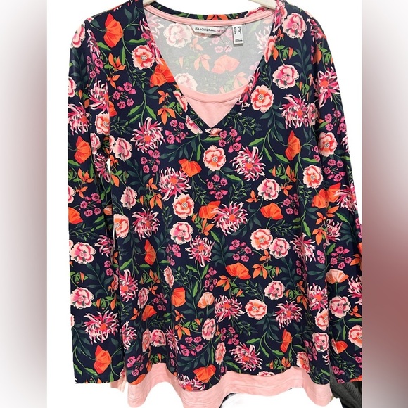 Isaac Mizrahi Tops - Isaac Mizrahi Live Floral Twofer Top